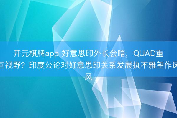 开元棋牌app 好意思印外长会晤，QUAD重回视野？印度公论对好意思印关系发展执不雅望作风