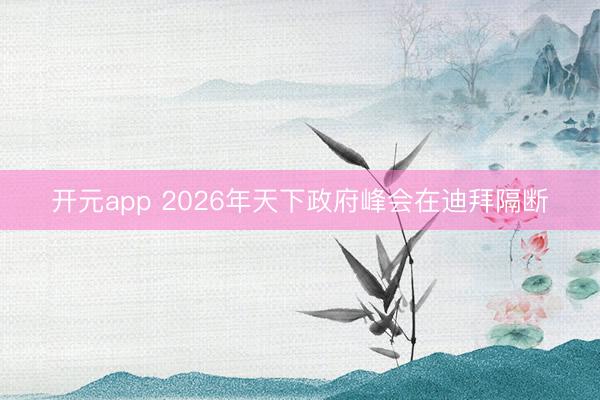开元app 2026年天下政府峰会在迪拜隔断
