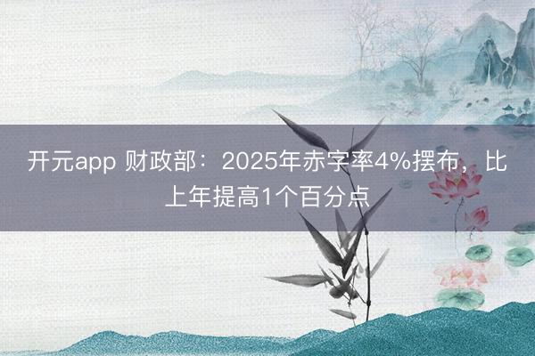 开元app 财政部：2025年赤字率4%摆布，比上年提高1个百分点