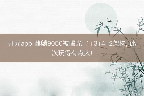 开元app 麒麟9050被曝光: 1+3+4+2架构, 此次玩得有点大!