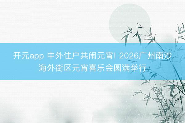 开元app 中外住户共闹元宵! 2026广州南沙海外街区元宵喜乐会圆满举行