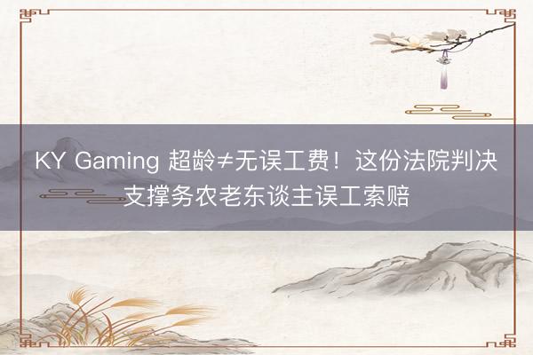 KY Gaming 超龄≠无误工费！这份法院判决支撑务农老东谈主误工索赔