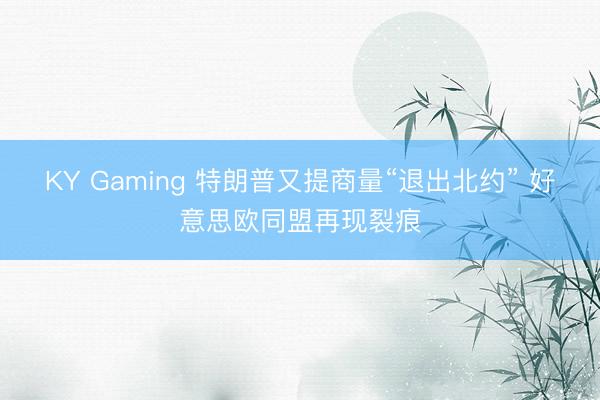KY Gaming 特朗普又提商量“退出北约” 好意思欧同盟再现裂痕