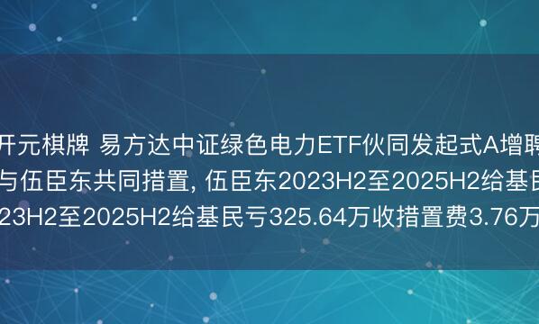 开元棋牌 易方达中证绿色电力ETF伙同发起式A增聘陈英嘉为基金司理, 与伍臣东共同措置, 伍臣东2023H2至2025H2给基民亏325.64万收措置费3.76万