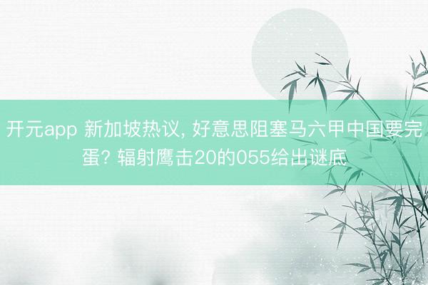 开元app 新加坡热议， 好意思阻塞马六甲中国要完蛋? 辐射鹰击20的055给出谜底